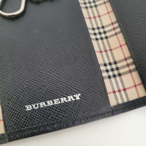 Burberry Key Hooks Holder Case Wallet Logo Black Leather Designer Nova Lining - Picture 4 of 10